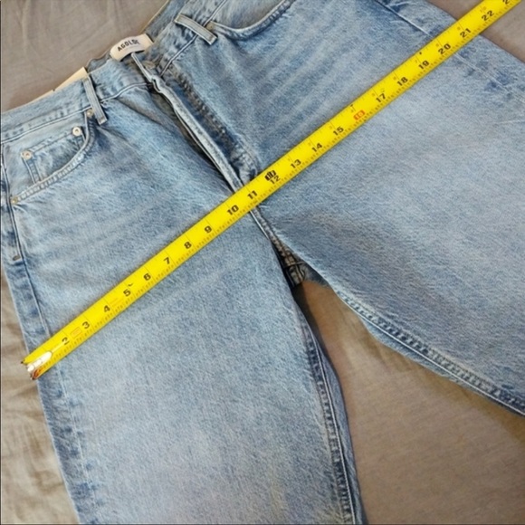 Agolde Riley High Rise Light Wash Crop Jeans Blur - Picture 7 of 11